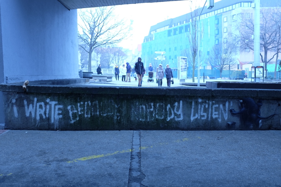 ‘I write because nobody listens’, artist: Garth, Bratislava 2017; author’s image.